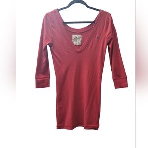 Hollister Women's Deep Red Long Sleeve Top